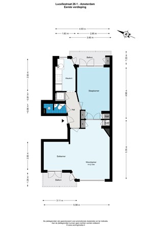 Floor plan - Lucellestraat 26-1, 1055 HZ Amsterdam 